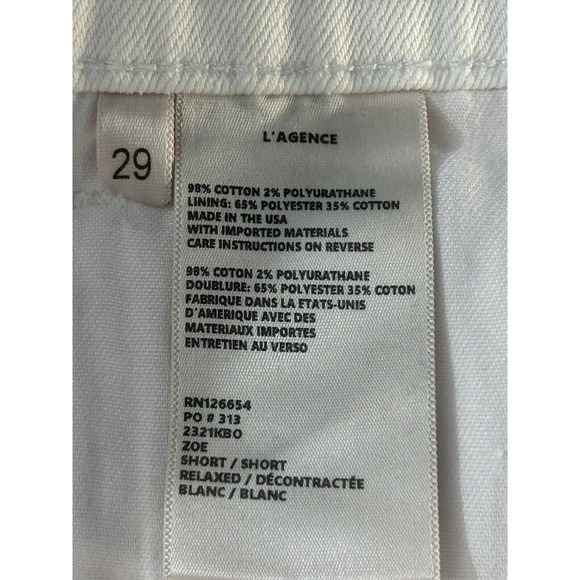 L'AGENCE Women’s Cutoff White Raw Frayed Hem Denim Zoe Short Relaxed New Size 29 - Picture 6 of 11